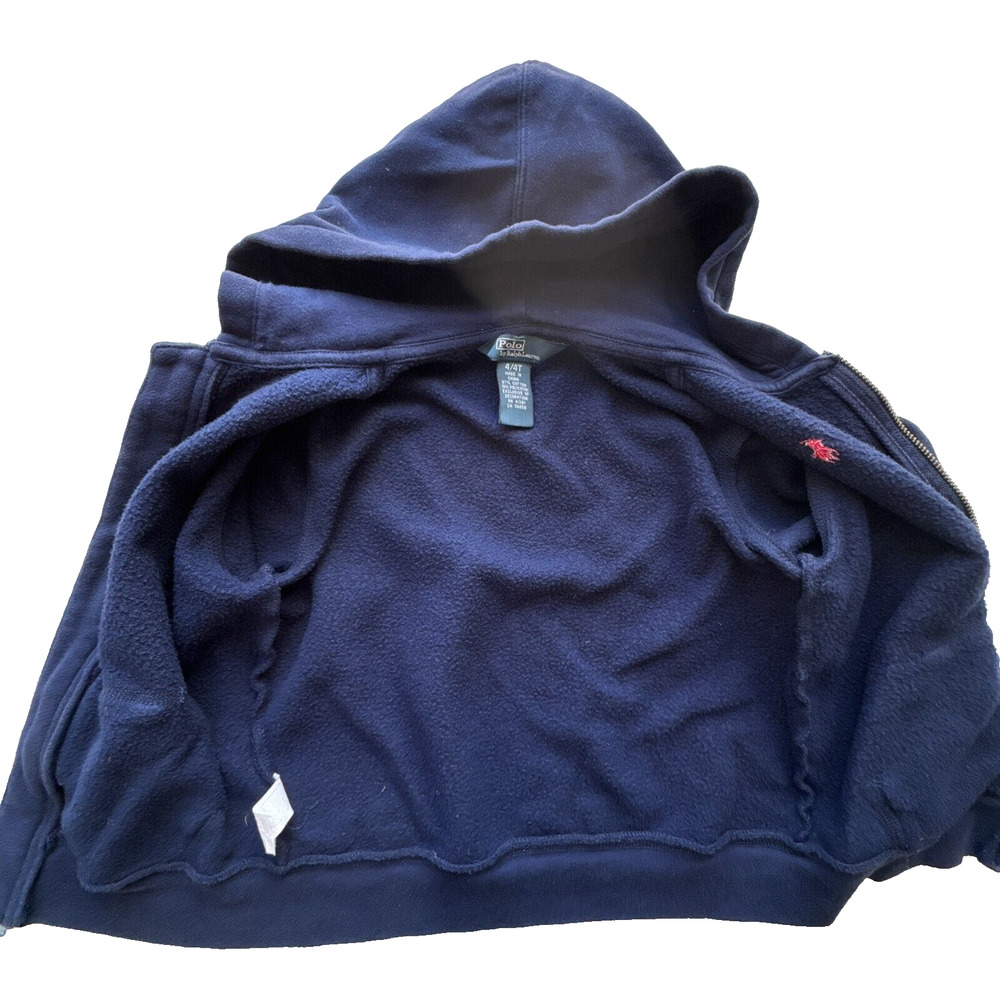 Polo Ralph Lauren Hoodie Boys Kids Size 4T Full Zip Sweatshirt Blue Pockets - Picture 3 of 5